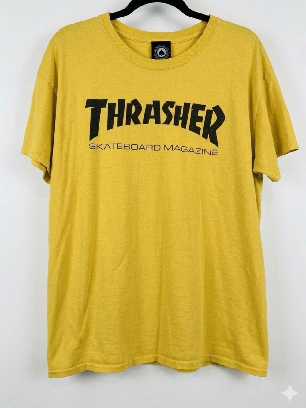 Thrasher Skateboard Magazine Logo T-Shirt Men's Large Yellow Cotton Skate Wear